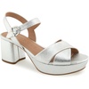 image:imageAerosoles Womens Cosmos Heeled SandalsSilver Metallic Textured Faux Leather