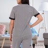 image:imageAerosoles Womens Notch Collar Cozy Pjs 2 Piece Cozy Comfy Lounge Soft Cotton Sleepwear Buttonup Pajama Set Skinny Stripe Large