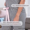 image:imageAerosoles Womens Notch Collar Cozy Pjs 2 Piece Cozy Comfy Lounge Soft Cotton Sleepwear Buttonup Pajama Set Skinny Stripe Large