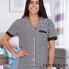 image:imageAerosoles Womens Notch Collar Cozy Pjs 2 Piece Cozy Comfy Lounge Soft Cotton Sleepwear Buttonup Pajama Set Skinny Stripe Large