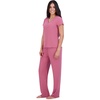image:imageAerosoles Womens Ribbed Henley Cozy Pjs 2 Piece Cozy Comfy Lounge Soft Cotton Sleepwear Buttonup Pajama Set Heather Rose Large