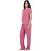 image:imageAerosoles Womens Ribbed Henley Cozy Pjs 2 Piece Cozy Comfy Lounge Soft Cotton Sleepwear Buttonup Pajama Set Heather Rose Large