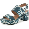 Navy/Eggnog Printed Floral Faux Leather