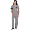 image:imageAerosoles Womens Notch Collar Cozy Pjs 2 Piece Cozy Comfy Lounge Soft Cotton Sleepwear Buttonup Pajama Set Skinny Stripe Large