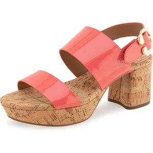 image:imageAerosoles Womens Camera Platform SandalCoral Patent Faux Leather With Cork Heel