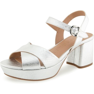 image:imageAerosoles Womens Cosmos Heeled SandalsSilver Metallic Textured Faux Leather
